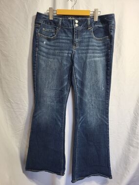 American Eagle Outfitters Dark Wash Flared Jeans, Size 10 (34) See Notes**